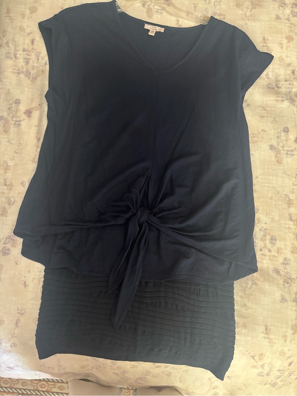 Women’s Tie-Front V-Neck Top And Skirt in Navy